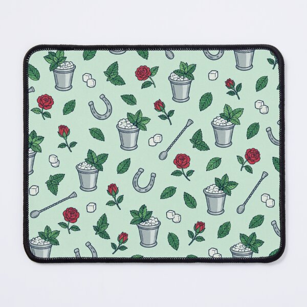 Item preview, Mint Julep Southern Cocktail Pattern | Silver Julep Cups, Fresh Mint, Roses and Horseshoes on Mint designed and sold by StickyGuys.