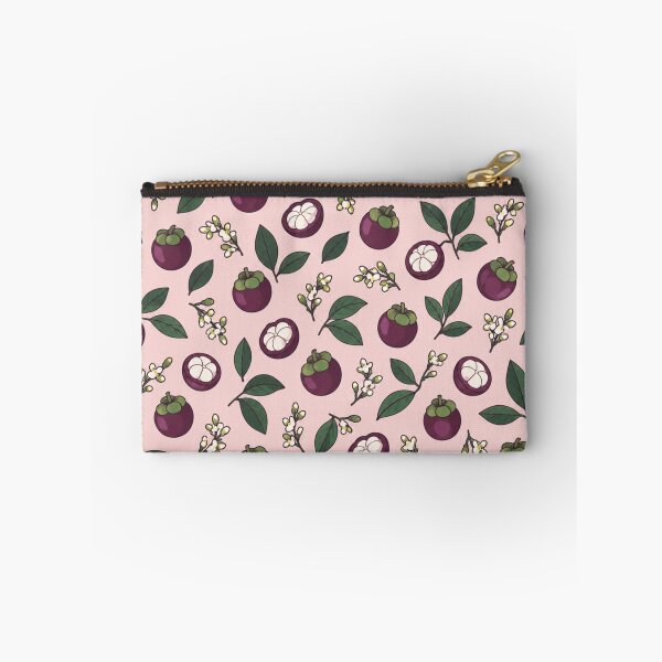 Item preview, Mangosteen Tropical Fruit Pattern | Purple Mangosteens Whole and Halved with Leaves and Blossoms designed and sold by StickyGuys.