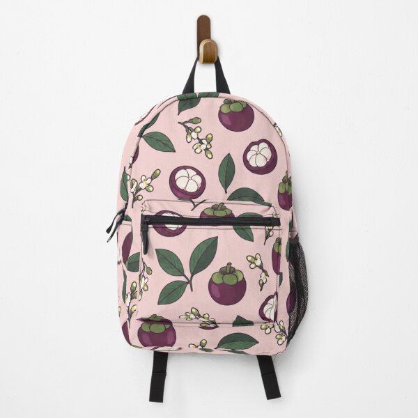 Item preview, Mangosteen Tropical Fruit Pattern | Purple Mangosteens Whole and Halved with Leaves and Blossoms designed and sold by StickyGuys.