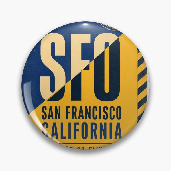 Item preview, SFO Airport Code Luggage Tag – Royal Blue & Gold Retro Airline Design designed and sold by rootcompass.