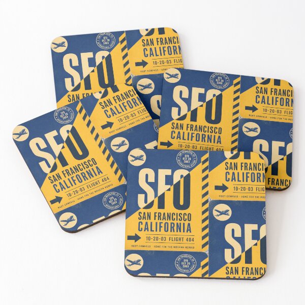 Item preview, SFO Airport Code Luggage Tag – Royal Blue & Gold Retro Airline Design designed and sold by rootcompass.