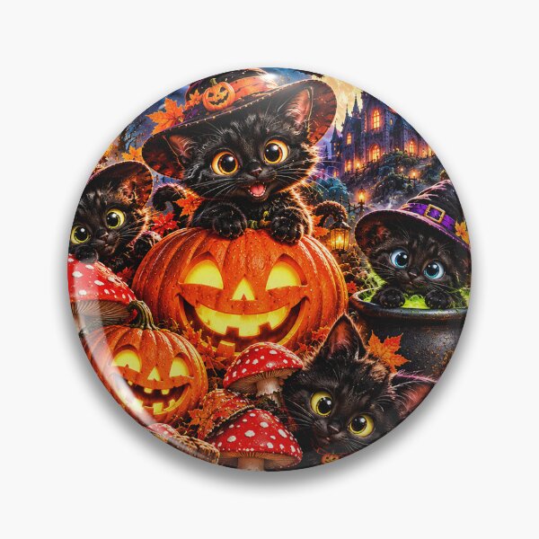Item preview, Czarne Kotki i Muchomory w Halloweenowym Lesie designed and sold by Visual Arts Sławomir Grzanek.
