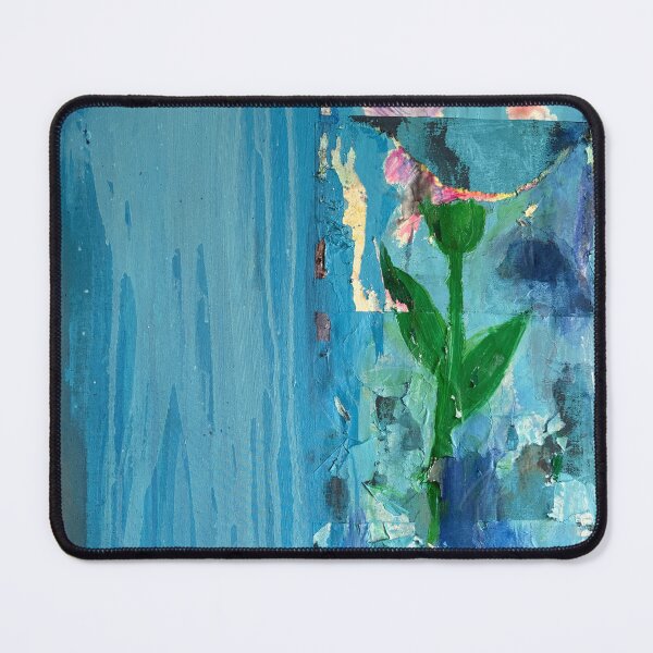 Item preview, Fragmented Pink Flower Collage on Turquoise Blue Background designed and sold by Gela Mikava.