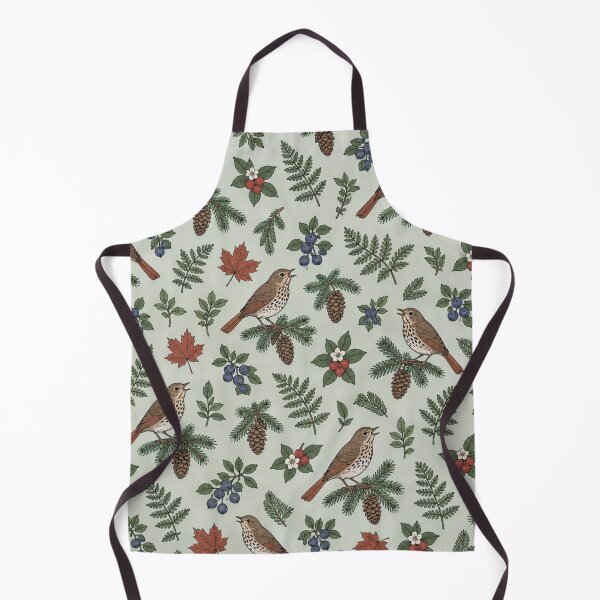 Item preview, Hermit Thrush Botanical Pattern | Vintage Songbirds on Spruce with Ferns, Blueberries and Pine Cones designed and sold by StickyGuys.
