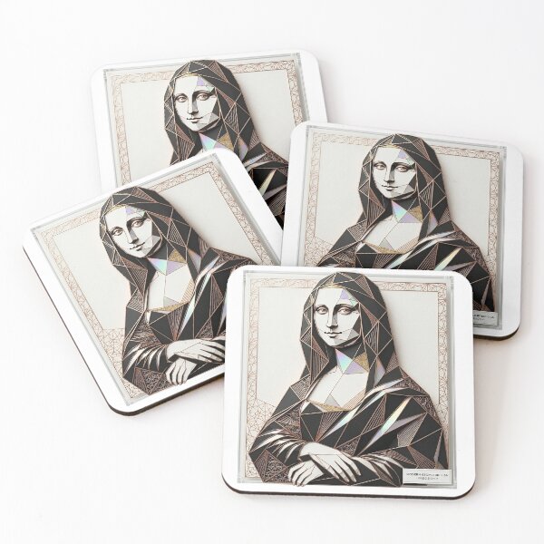 Item preview, Luxury 3D Geometric Mona Lisa - Rose Gold Modern Fine Art Print designed and sold by Nubian Style.