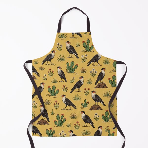 Item preview, Crested Caracara Woodcut Pattern | Texas and Florida Falcons with Prickly Pear Cactus and Wildflowers designed and sold by StickyGuys.