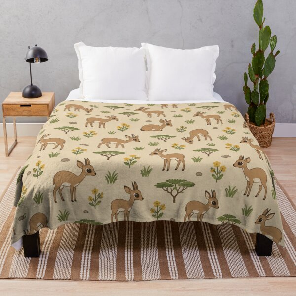 Item preview, Dik Dik Safari Pattern | Tiny Antelopes with Big Eyes, Acacia Trees, Grass Tufts and Yellow Flowers designed and sold by StickyGuys.
