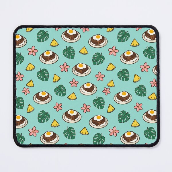 Item preview, Loco Moco Hawaii Food Pattern | Rice, Hamburger Patty, Gravy and Fried Egg with Plumeria and Monstera designed and sold by StickyGuys.
