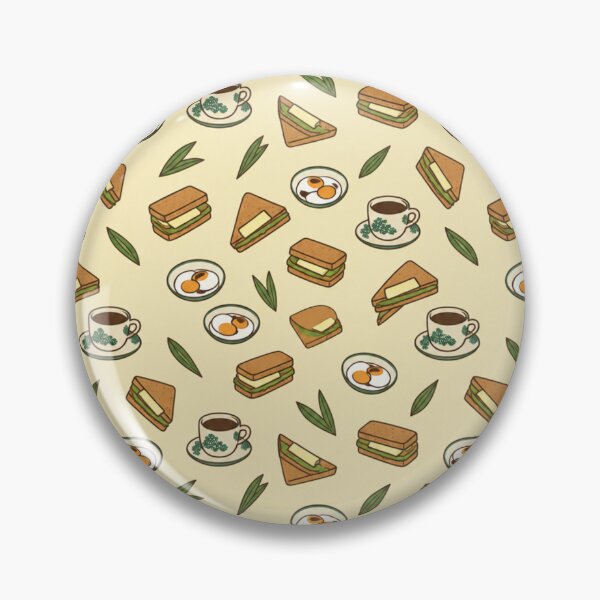 Item preview, Kaya Toast Singapore Breakfast Pattern | Pandan Kaya Toast, Soft Boiled Eggs and Kopi Cups designed and sold by StickyGuys.