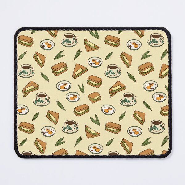 Item preview, Kaya Toast Singapore Breakfast Pattern | Pandan Kaya Toast, Soft Boiled Eggs and Kopi Cups designed and sold by StickyGuys.