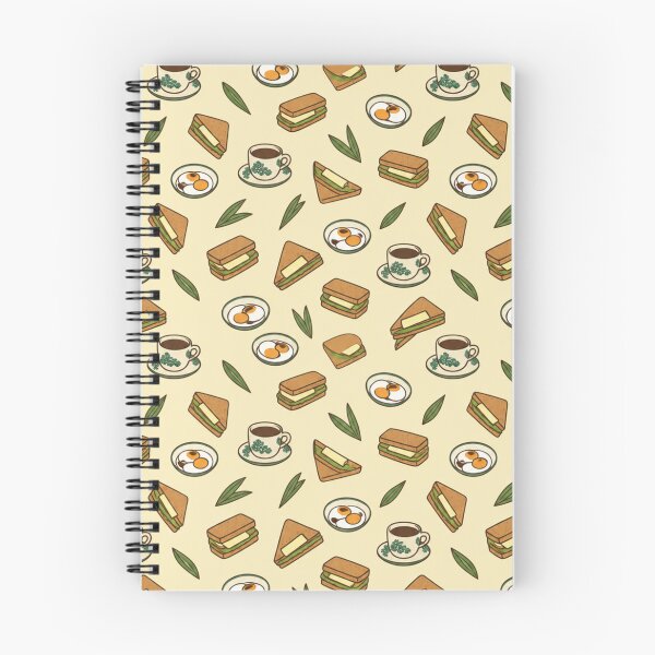 Item preview, Kaya Toast Singapore Breakfast Pattern | Pandan Kaya Toast, Soft Boiled Eggs and Kopi Cups designed and sold by StickyGuys.