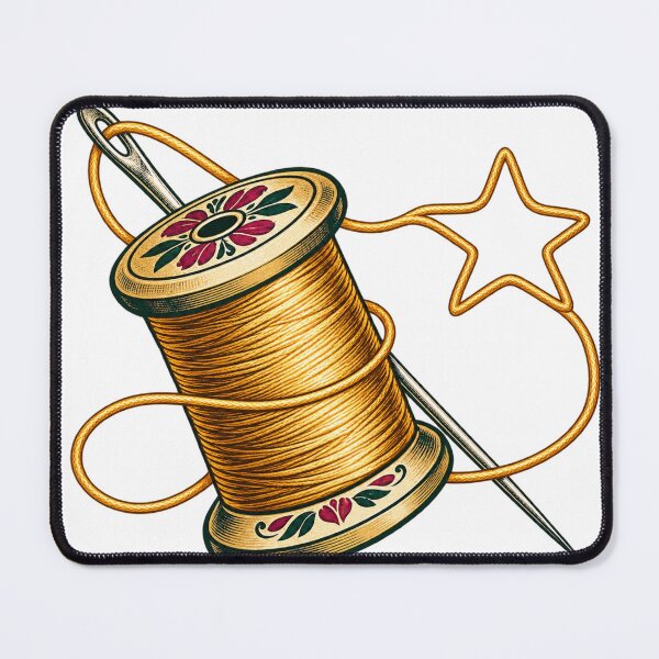 Item preview, Golden Thread Compass Needlepoint Sewing Art designed and sold by Aseel Studio.