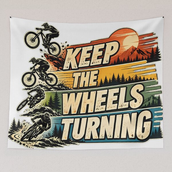 Item preview, Keep the Wheels Turning – Retro Mountain Bike Adventure designed and sold by DigiArt8Design.