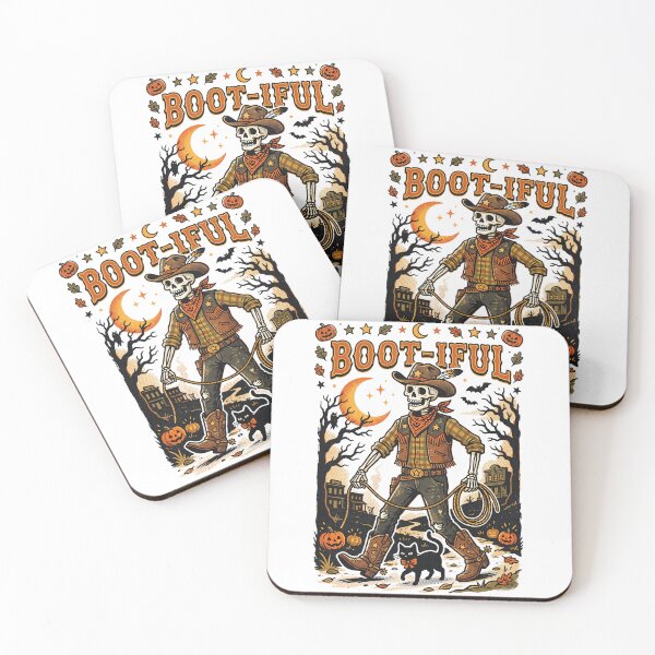 Item preview, Vintage Boot-iful Skeleton Cowboy with Cute Cat designed and sold by Viinde.