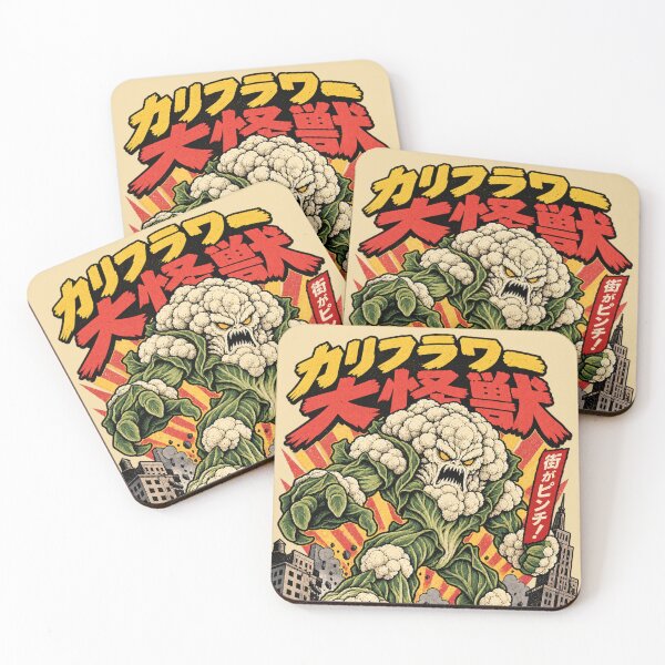 Item preview, Cauliflower Kaiju Attacks City in Retro Manga Style designed and sold by SVox.