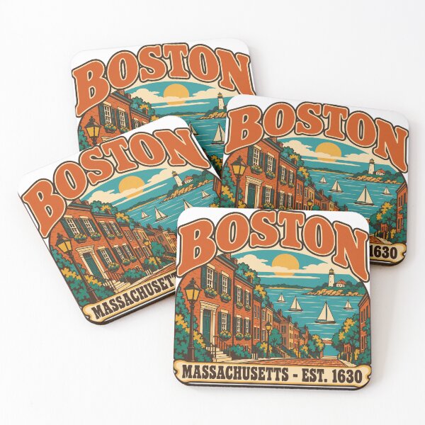 Item preview, Boston Gift - Vintage Boston Massachusetts Travel Art designed and sold by RedRubyBubble.