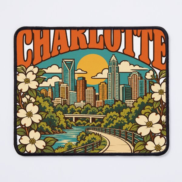 Item preview, Charlotte Gift - Vintage Charlotte North Carolina Travel Art designed and sold by RedRubyBubble.