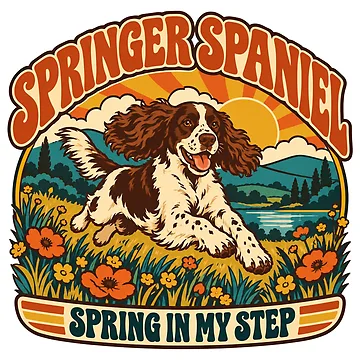 Artwork thumbnail, Springer Spaniel Gift - Spring In My Step by RedRubyBubble