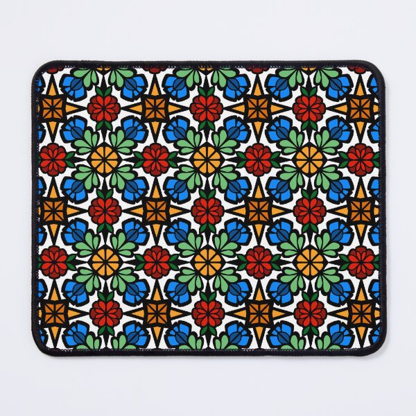 Item preview, Floral Tiles - White Red Blue Green designed and sold by FoxfireAndCo.