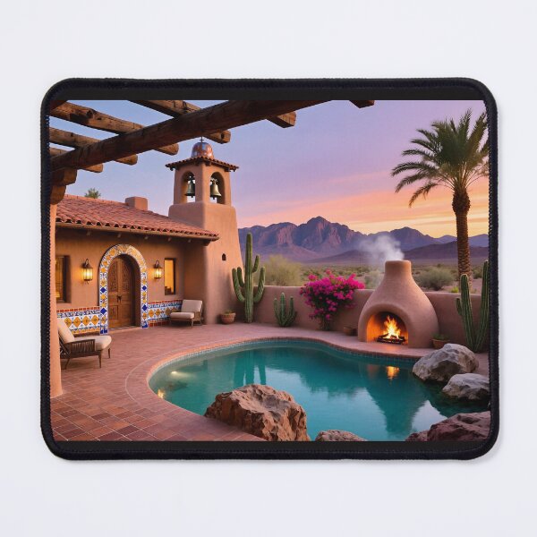 Item preview, Desert Sunset Retreat with Southwestern Courtyard Oasis designed and sold by tambanow.