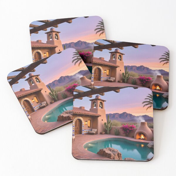 Item preview, Desert Sunset Retreat with Southwestern Courtyard Oasis designed and sold by tambanow.