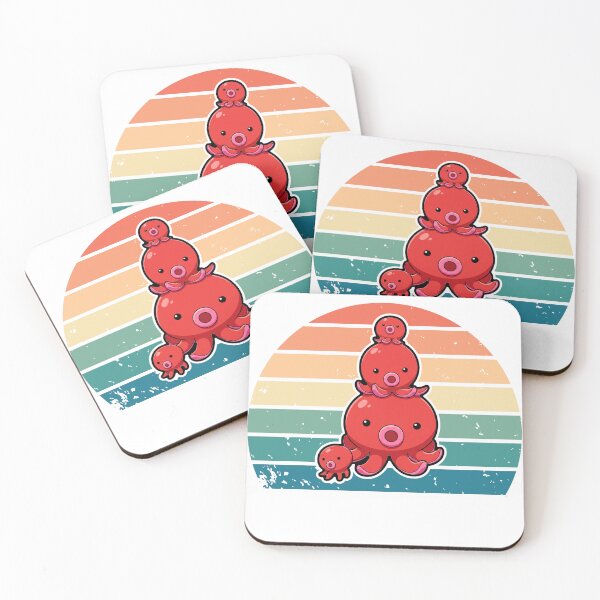 Item preview, Cute Red Octopus Family Retro Sunset – Kawaii Ocean Animal designed and sold by LOVEARTDESIGN.