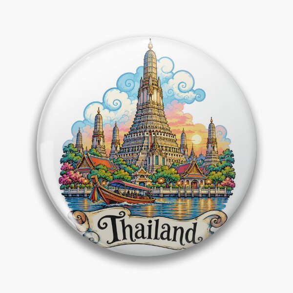 Item preview, Wat Arun Bangkok Thailand Travel Illustration designed and sold by EdwinkOne.