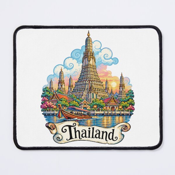 Item preview, Wat Arun Bangkok Thailand Travel Illustration designed and sold by EdwinkOne.
