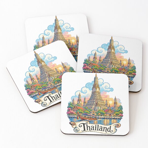 Item preview, Wat Arun Bangkok Thailand Travel Illustration designed and sold by EdwinkOne.
