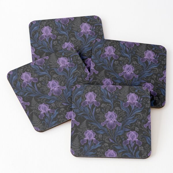 Item preview, Dark Purple Iris Floral Damask Pattern designed and sold by Owcomm.