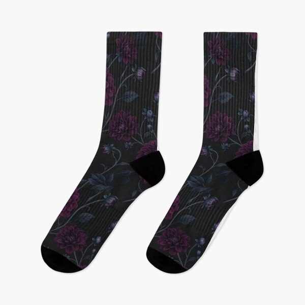 Item preview, Dark Gothic Plum Dahlias Floral Pattern designed and sold by Owcomm.