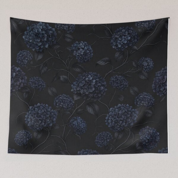 Item preview, Dark Blue Hydrangea Gothic Floral Pattern designed and sold by Owcomm.