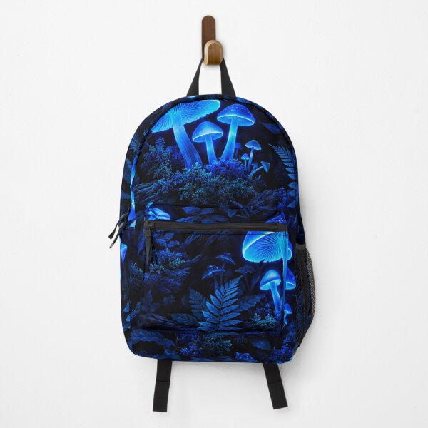Item preview, Luminous Bioluminescent Blue Glowing Mushroom Forest Pattern designed and sold by Owcomm.