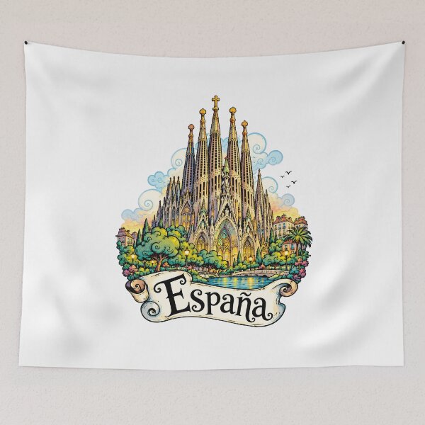 Item preview, Sagrada Familia Barcelona Spain Travel Illustration designed and sold by EdwinkOne.