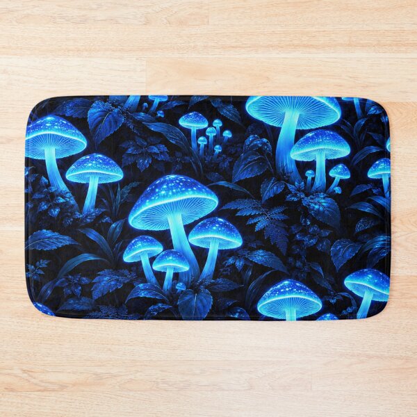 Item preview, Glowing Blue Bioluminescent Mushrooms In Forest designed and sold by Owcomm.
