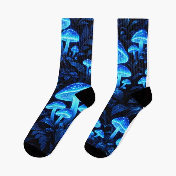 Item preview, Glowing Blue Bioluminescent Mushrooms In Forest designed and sold by Owcomm.