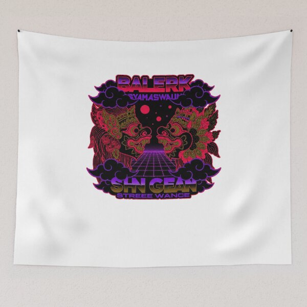 Item preview, Synthwave Twin Masks Neon Grid Purple Cloud Art designed and sold by cannsuh.
