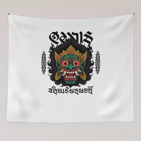 Item preview, Emerald Crown Mask Tribal Border Black Mane Art designed and sold by cannsuh.