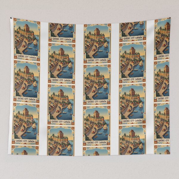 Item preview, Quebec City Canada Vintage Travel Poster designed and sold by songukuve.