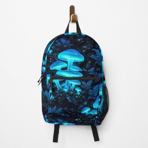 Item preview, Glowing Bioluminescent Blue Forest Mushrooms Pattern designed and sold by Owcomm.