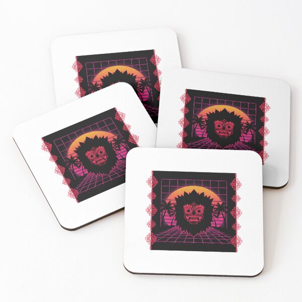 Item preview, Neon Palm Sunset Shaggy Mask Silhouette Grid Art designed and sold by cannsuh.