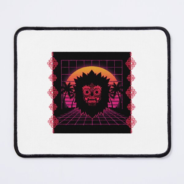 Item preview, Neon Palm Sunset Shaggy Mask Silhouette Grid Art designed and sold by cannsuh.