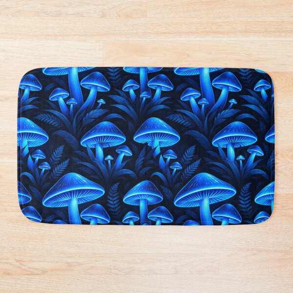 Item preview, Bioluminescent Blue Glowing Mushrooms Forest Pattern designed and sold by Owcomm.