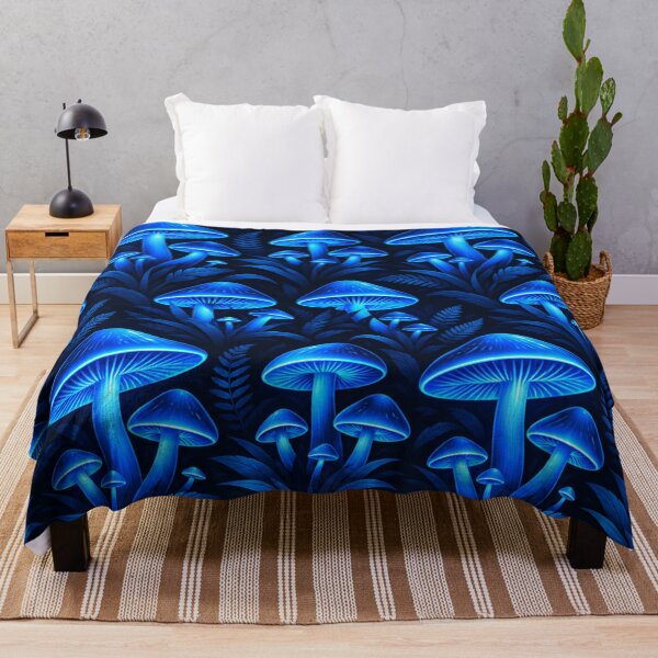 Item preview, Bioluminescent Blue Glowing Mushrooms Forest Pattern designed and sold by Owcomm.