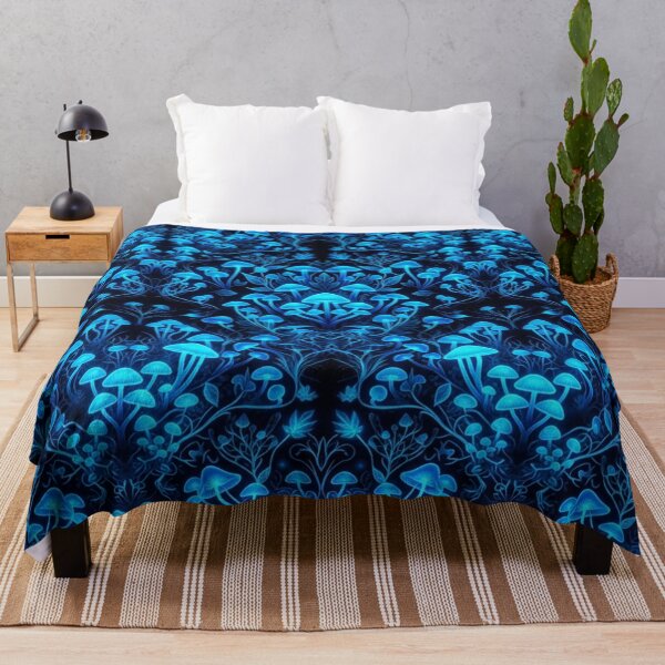 Item preview, Glowing Blue Mushroom Damask Pattern designed and sold by Owcomm.