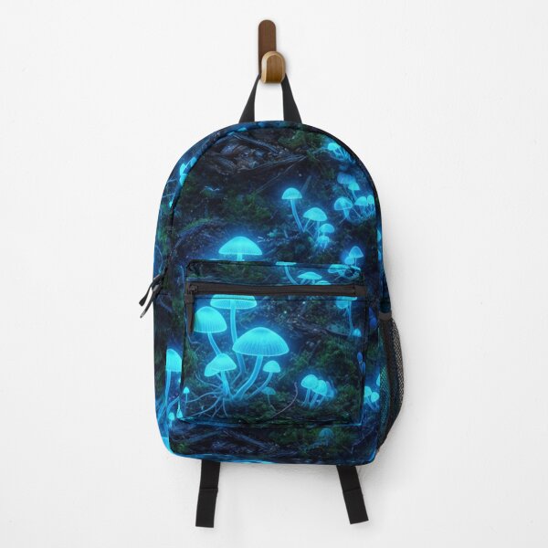 Item preview, Bioluminescent Glowing Blue Mushrooms Mossy Forest Floor designed and sold by Owcomm.