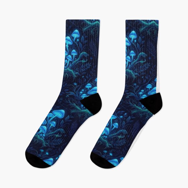 Item preview, Glowing Bioluminescent Blue Mushroom Forest Pattern designed and sold by Owcomm.