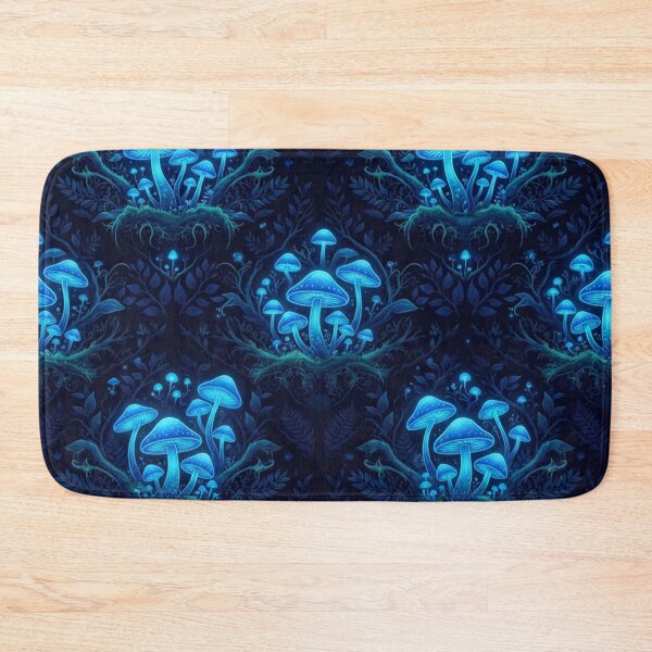 Item preview, Glowing Bioluminescent Blue Mushroom Forest Pattern designed and sold by Owcomm.