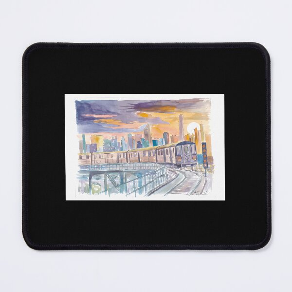Item preview, Queens Subway Line 7 At Sunset Over Manhattan designed and sold by chipgileu.
