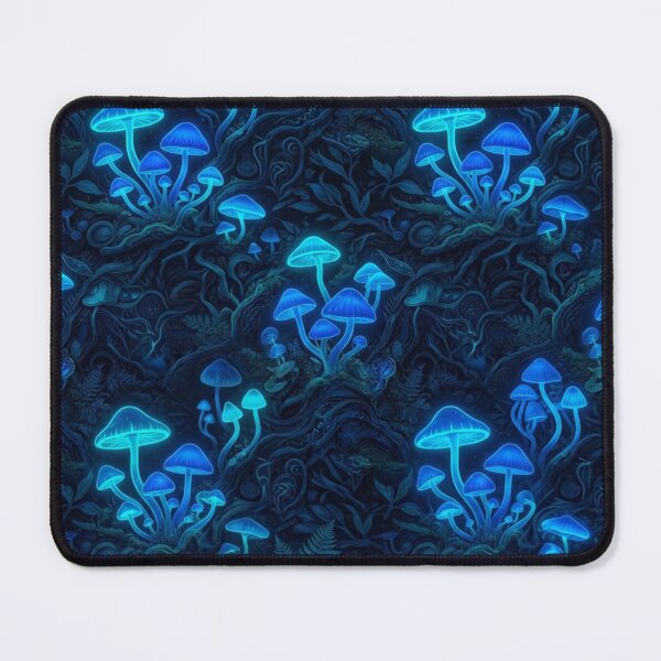 Item preview, Luminous Bioluminescent Blue Glowing Mushroom Pattern designed and sold by Owcomm.